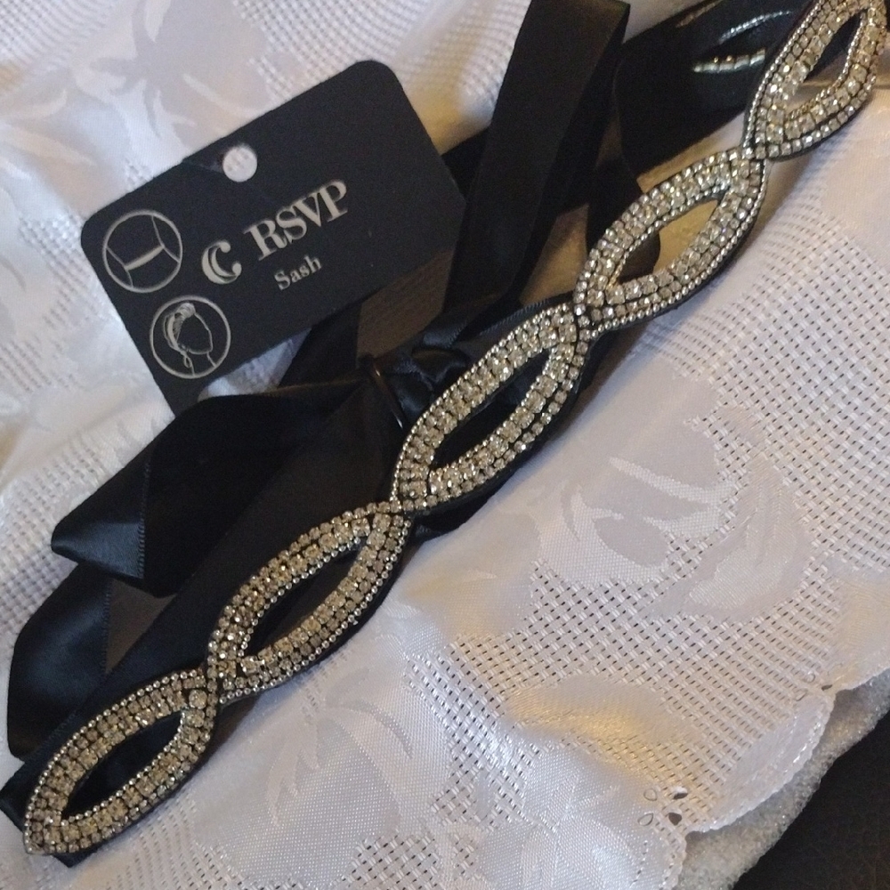 Black and Silver Sash Or Headband